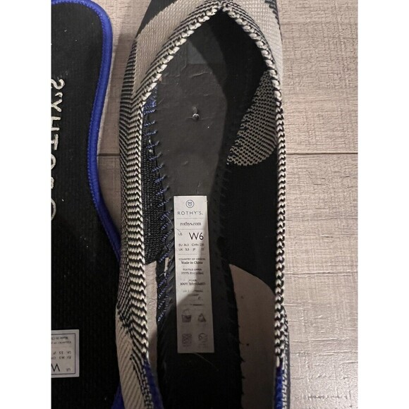 Rothys Womens Shoes Black & White Size  6W Round Toe Flats Slip-on Ballet - Picture 4 of 7